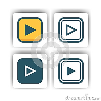 Play button icon for mobile, web, and presentation with flat color vector illustrator Vector Illustration