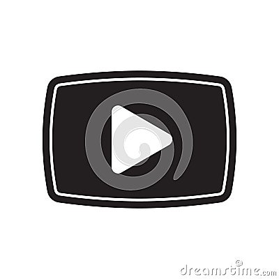 Play button icon. Video pictogram, flat vector sign isolated on white background. Cartoon Illustration