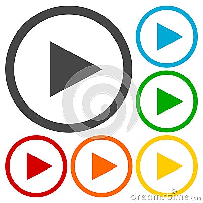 Play button icons set Vector Illustration