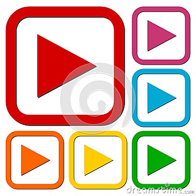 Play button icons set Vector Illustration