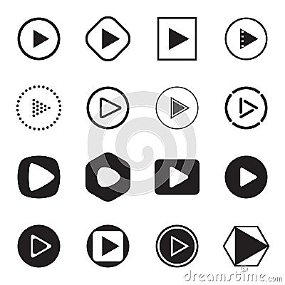 Play button icons. Vector illustration Vector Illustration