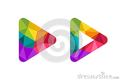 Play button made in colorful low poly design Vector Illustration