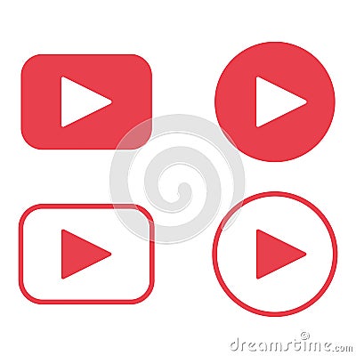 Play button red color. Play tv video button icon vector eps10. Vector Illustration