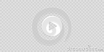 Play button on transparent background texture. Push, start, click or record icon on multimedia app window interface Vector Illustration