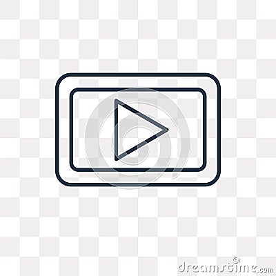 Play button vector icon isolated on transparent background, line Vector Illustration