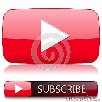 Play button for video player and a button to subscribe Vector Illustration