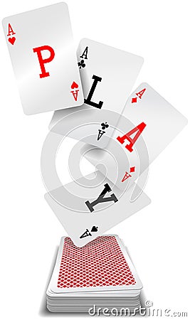 Play cards aces poker hand deck Vector Illustration