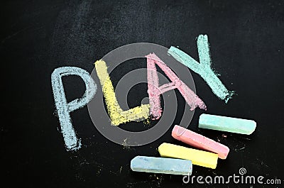 Play on chalkboard Stock Photo