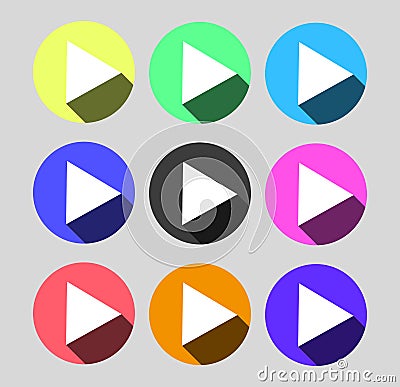 Play Circular Vector Colorful Web Icon Set Button Stock Photo