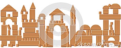 Play City Wooden Blocks Vector Illustration