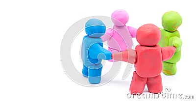 Play dough Human teamwork on white background Stock Photo