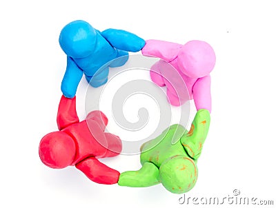 Play dough Human teamwork on white background Stock Photo