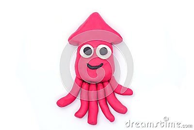 Play dough squid on white background Stock Photo