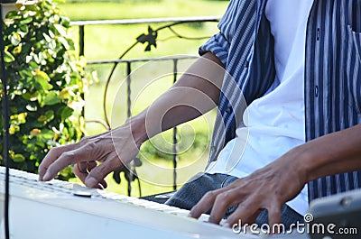 Play Electronic musical keyboard instrument Stock Photo