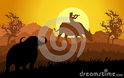 Play the flute Vector Illustration