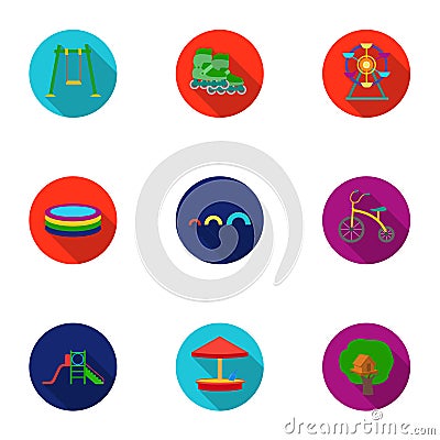 Play garden set icons in flat style. Big collection of play garden vector symbol Vector Illustration
