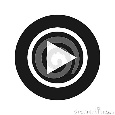 Play icon flat black round button vector illustration Vector Illustration