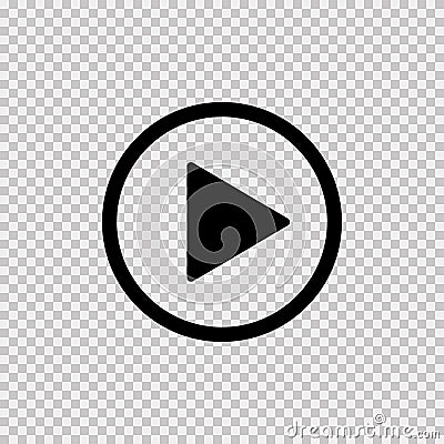 Play icon on transparent background. Isolated vector sign symbol. Web media symbol. Symbol button play video Stock Photo