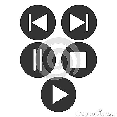 Play media button icon. Music and video forward click shape symbol. Push arrow start player. Vector illustration Vector Illustration