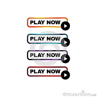 play now button four colored editable call to action buttons vector illustrations Vector Illustration