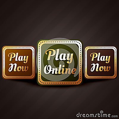 Play online casino style game button vector design Vector Illustration