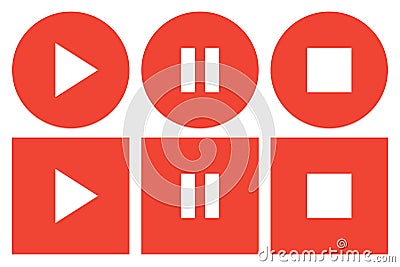 Play, pause and stop button set Vector Illustration