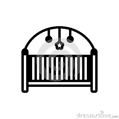 Black solid icon for Play Pen, rocking and cradle Vector Illustration