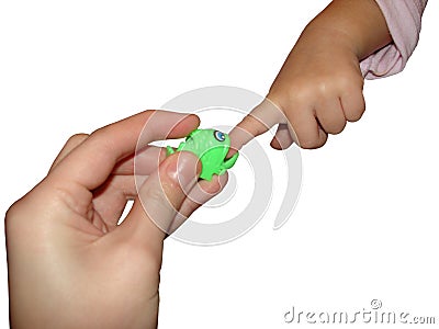 Play with plastic fish Stock Photo