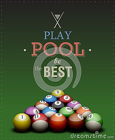 Play Pool poster Vector Illustration