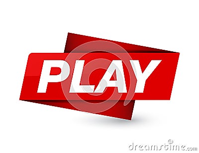 Play premium red tag sign Cartoon Illustration