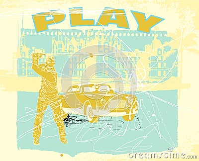 Play, rich golf player Vector Illustration