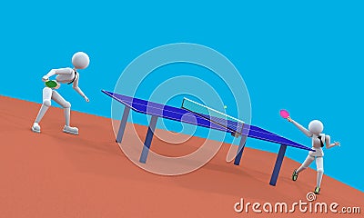 Play Setta in table tennis Cartoon Illustration