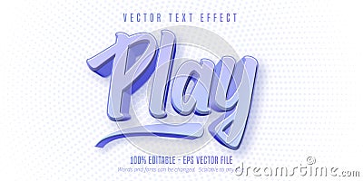 Play text, game style editable text effect Vector Illustration