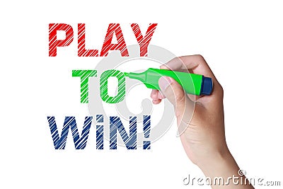 Play to Win Words Determination Stock Photo