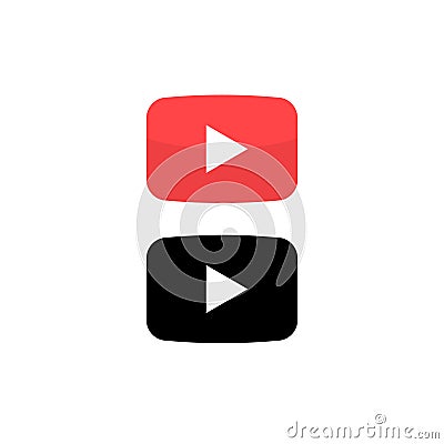Play vector button icon. Red button video play arrow symbol Vector Illustration