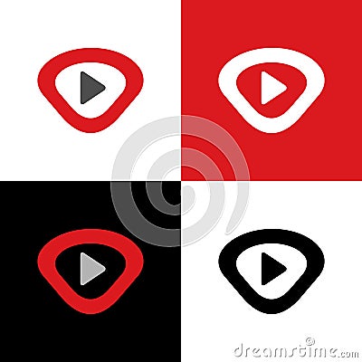 Play video logo template, multi media icon design - Vector Vector Illustration