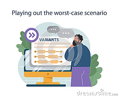 Play a worst-case scenario to conduct difficult negotiation. Business Vector Illustration