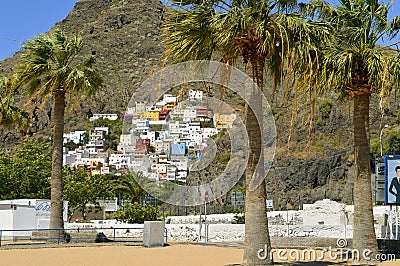 Playa De Las Teresitas apartments built on the side of a mountain Stock Photo