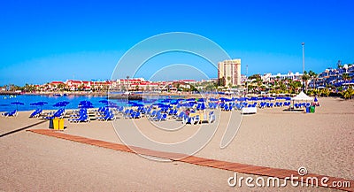 Playa de Las Vistas, Tenerife, Spain: Beautiful beach in Los Cristianos Stock Photo