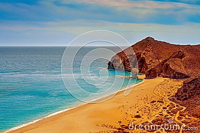 Playa de los Muertos beach in Cabo de Gata-Nijar Natural Park, Stock Photo