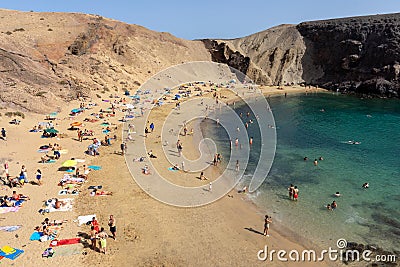 Playa de Papagayo. Popular beach in Lanzarote Editorial Stock Photo