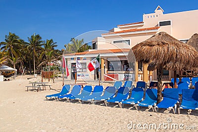 People on the beach of Playacar at Caribbean Sea, Mexico Editorial Stock Photo