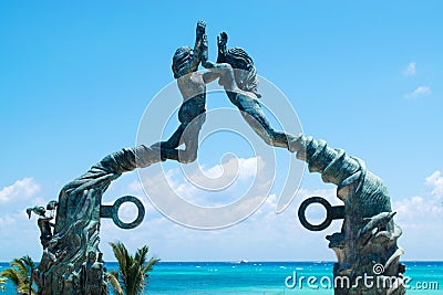 Playa del Carmen Portal Maya sculpture in Mexico Stock Photo