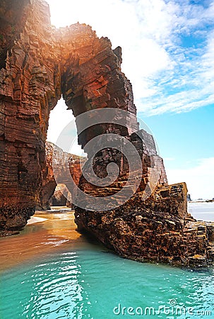 Playa las catedrales Catedrais beach in Galicia Spain Stock Photo