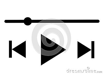 The playback fast forward back track and track playback duration timeline symbols white backdrop Cartoon Illustration