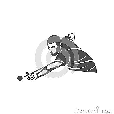 Player Billiards logo design vector. Illustration. Silhouette Player Billiard Vector Illustration