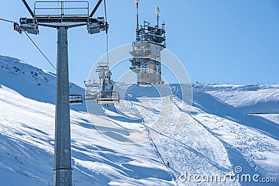 The player cable car for The player. & x28;Mountain Titlis, Switzerland Editorial Stock Photo