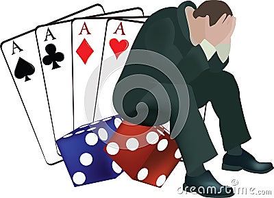 Player cards and dice Vector Illustration