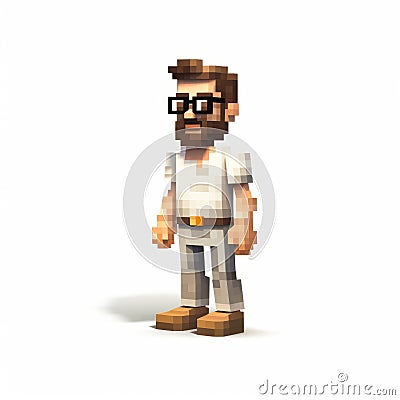Pixelated Heistcore Man: Detailed, Lifelike Figure With Glasses And Beard Stock Photo