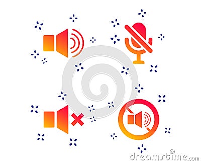 Player control icons. Sound, microphone and mute. Vector Vector Illustration